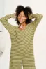 Eli - Relaxed Waffle Jumpsuit in Green Stripe sold by Lucy & Yak