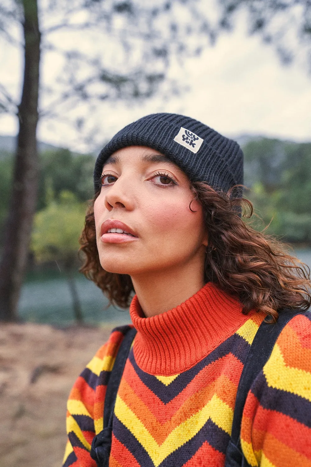 Luca - Knitted Cotton Beanie in Black sold by Lucy & Yak product image thumbnail 3