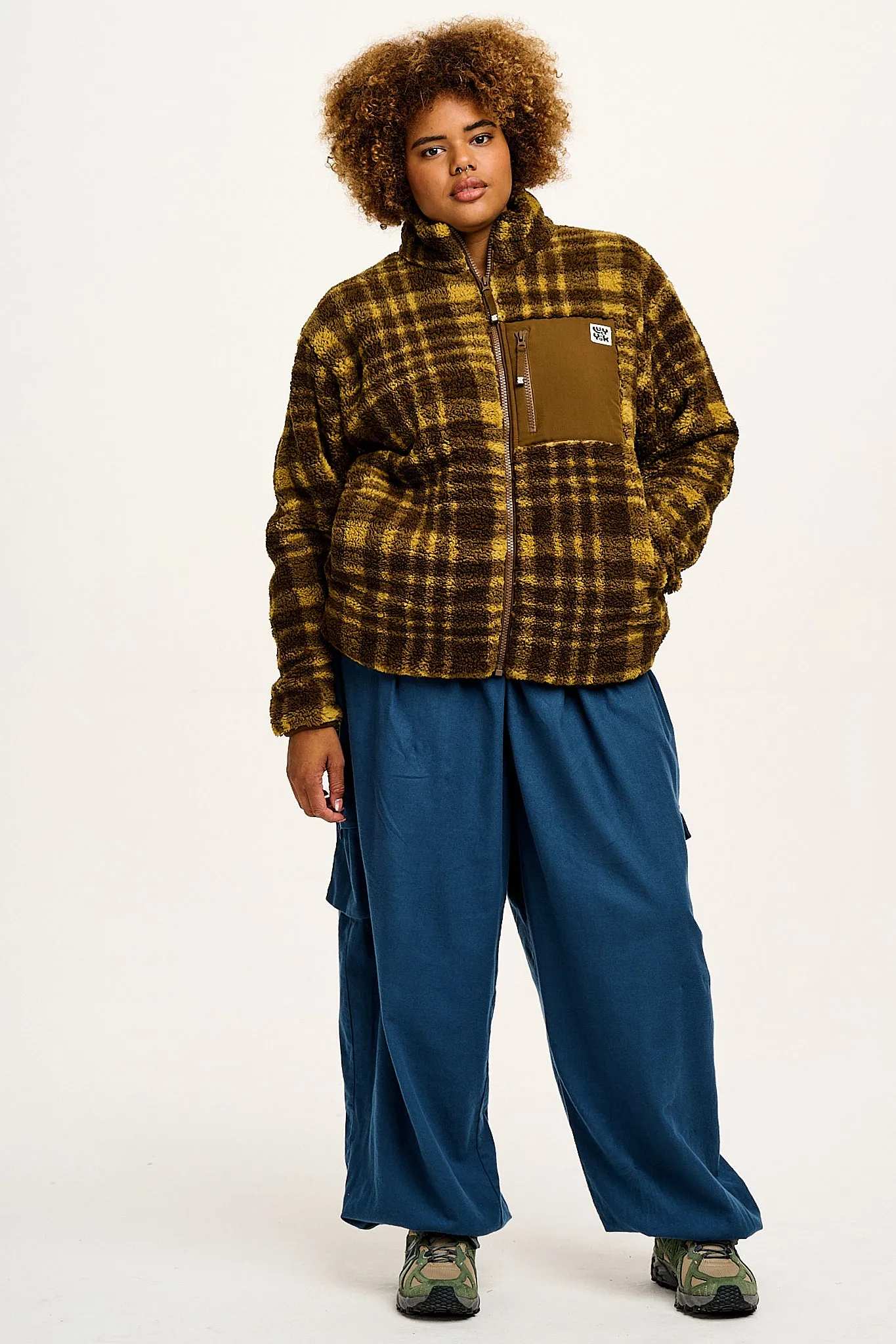 Harper - Borg Fleece Jacket in Brown Cher Check sold by Lucy & Yak product image thumbnail 5