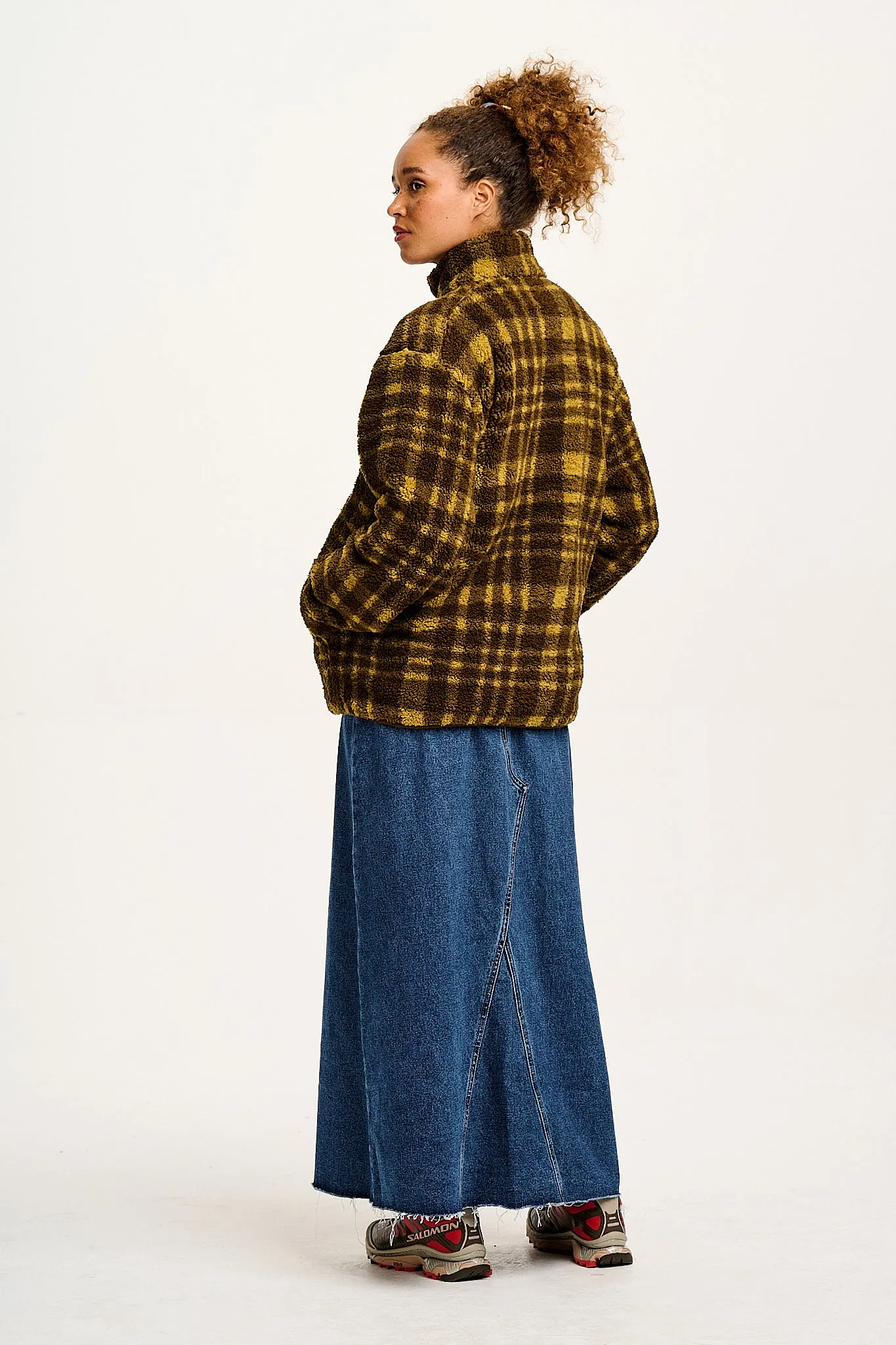 Harper - Borg Fleece Jacket in Brown Cher Check sold by Lucy & Yak product image thumbnail 3