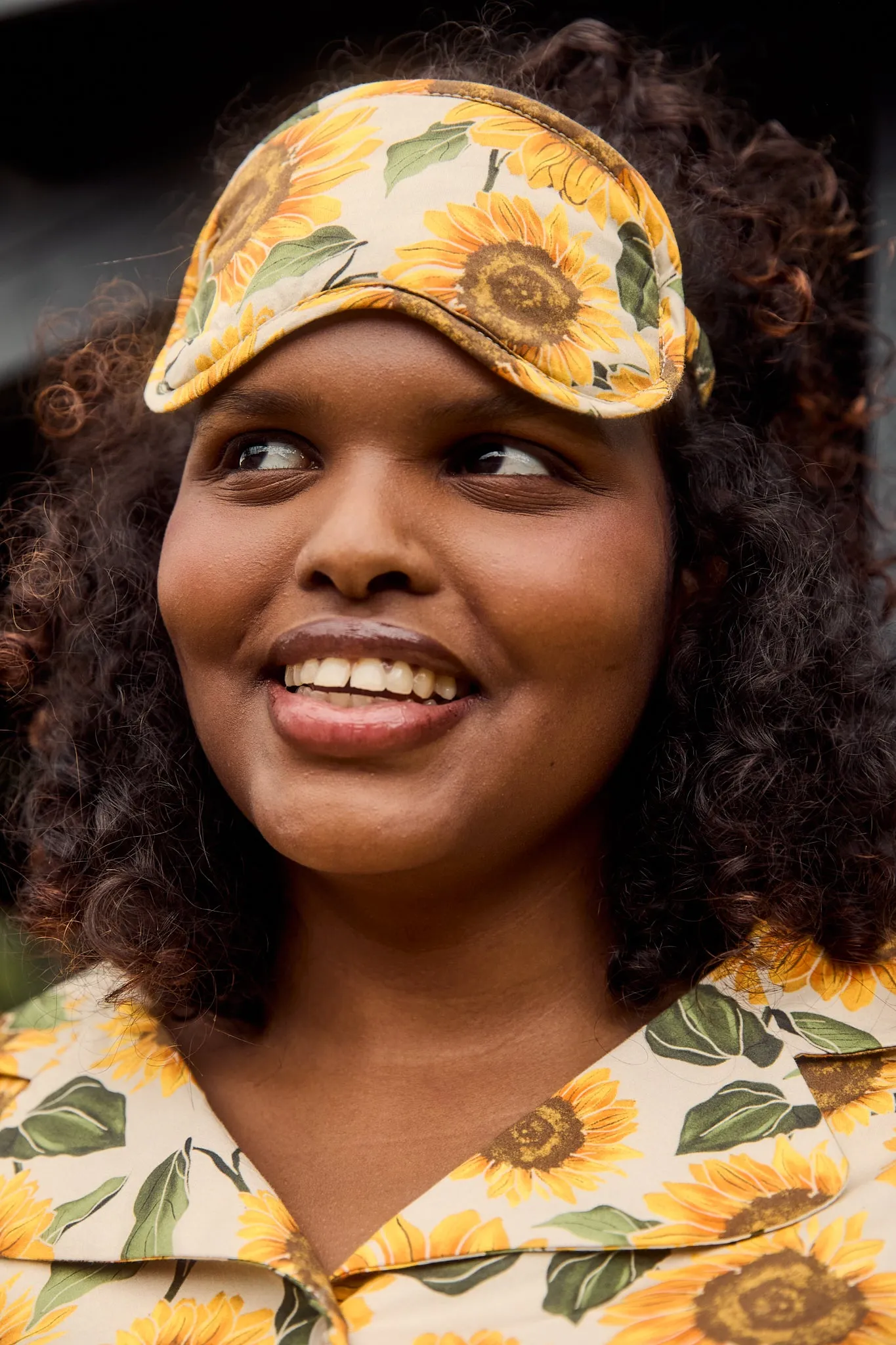 Yaima - Eye Mask in Cream Sunflower Print sold by Lucy & Yak product image thumbnail 2