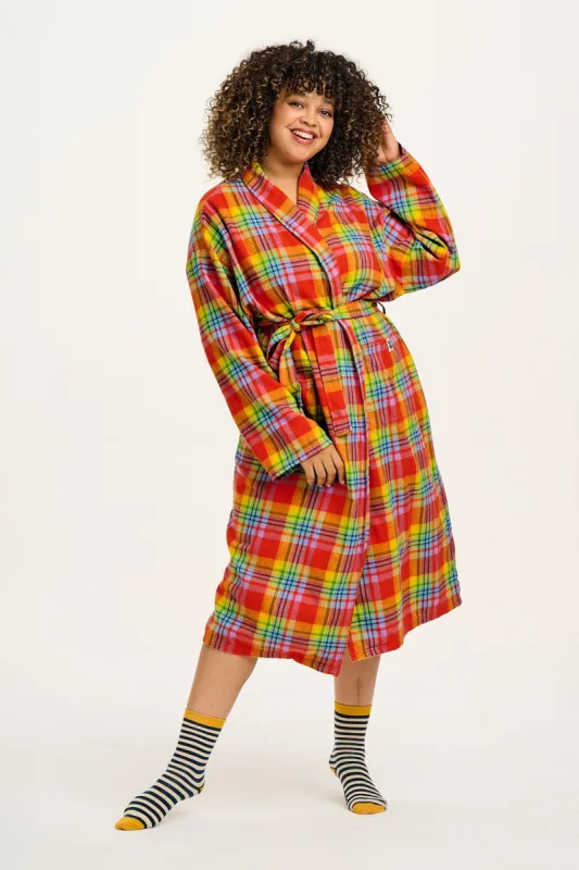 Braydon - Brushed Cotton Robe in Ncuti Tartan Print sold by Lucy & Yak