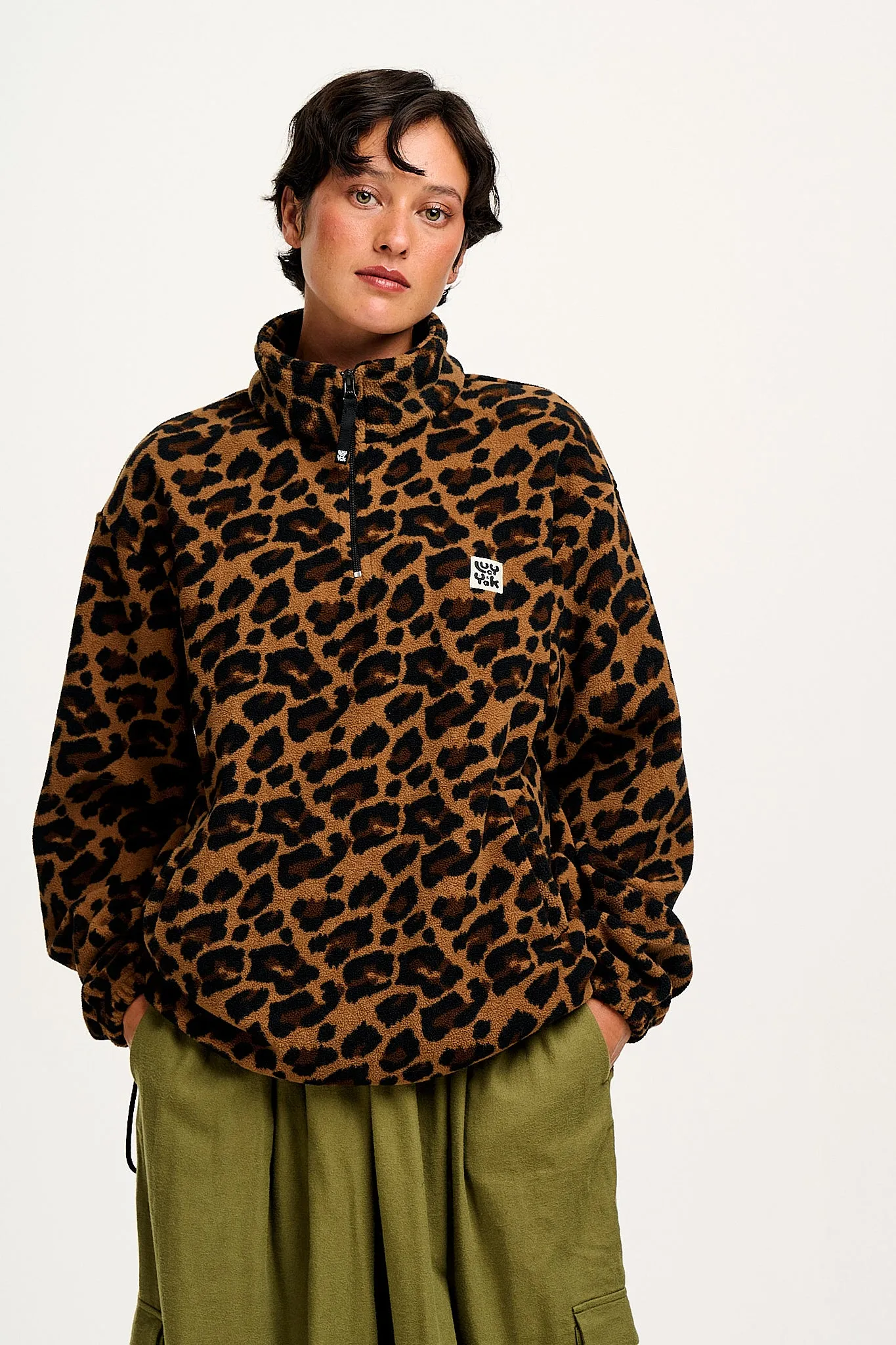 Stevie Polar Fleece in Leopard Print Parallel