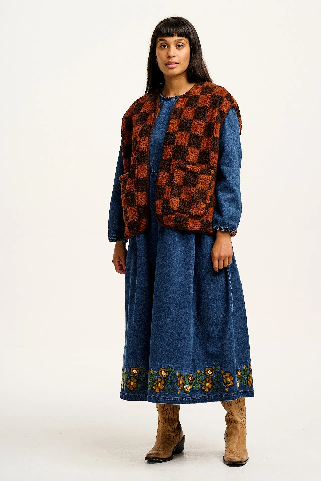 Maeve - Midi Dress in Denim With Myrtle Embroidery sold by Lucy & Yak product image thumbnail 5