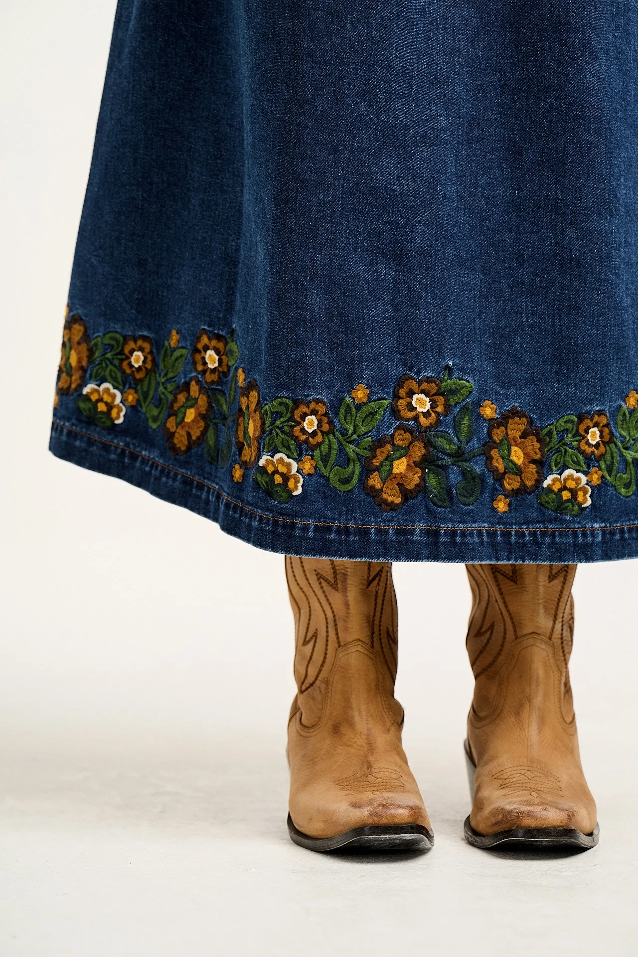 Maeve - Midi Dress in Denim With Myrtle Embroidery sold by Lucy & Yak product image thumbnail 2