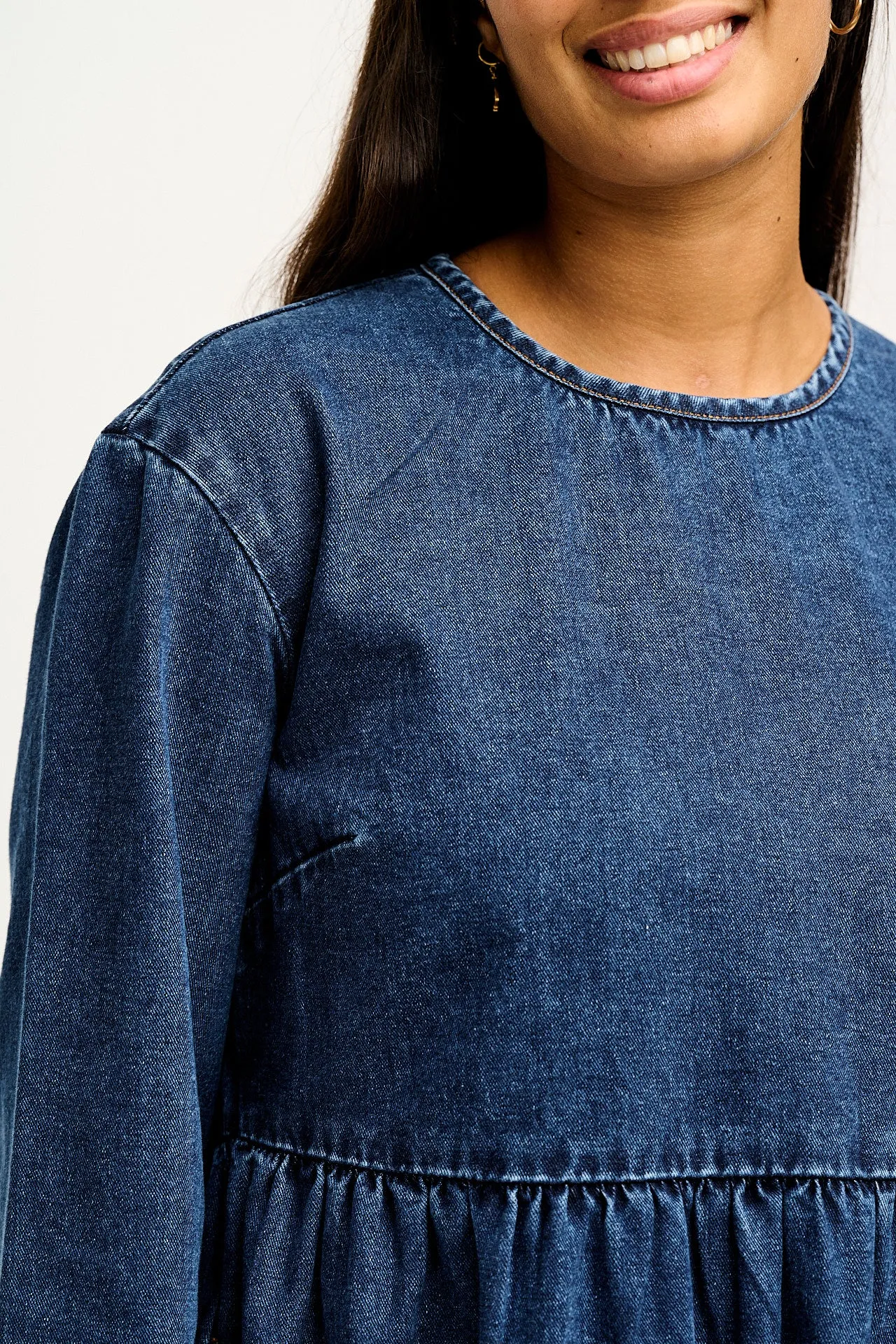 Maeve - Midi Dress in Denim With Myrtle Embroidery sold by Lucy & Yak product image thumbnail 4