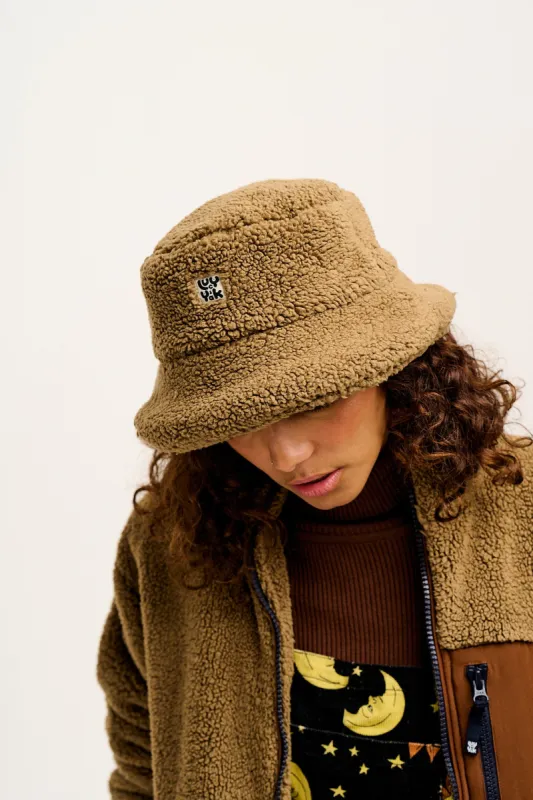 Travis - Borg Fleece Bucket Hat in Cocoa sold by Lucy & Yak