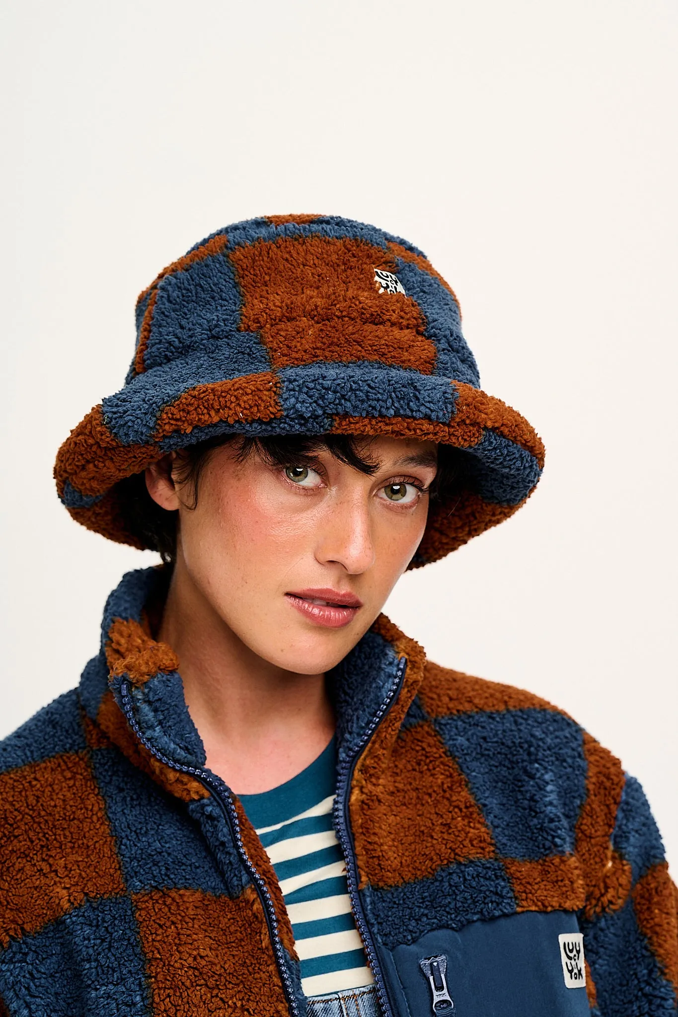 Travis - Borg Fleece Bucket Hat in Chester Check Print sold by Lucy & Yak product image thumbnail 4
