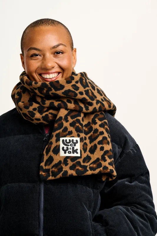 Ola - Polar Fleece Scarf in Leopard Print sold by Lucy & Yak