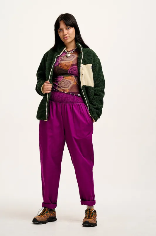 Alexa - Cotton Trousers in Hollyhock Purple sold by Lucy & Yak