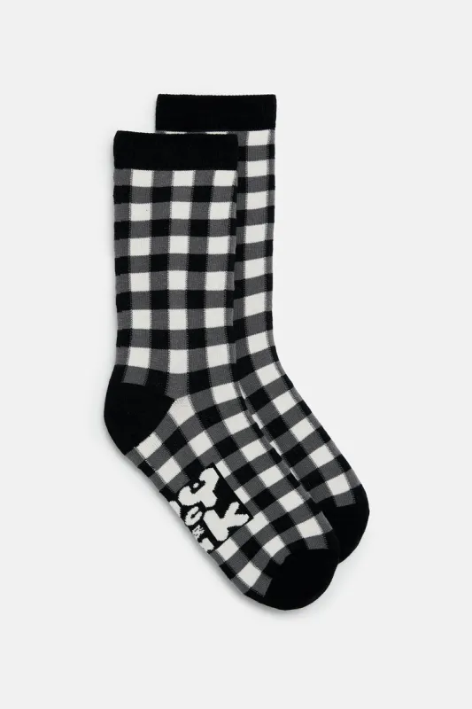 JoJo - Cotton Socks in Monochrome Gingham Print sold by Lucy & Yak