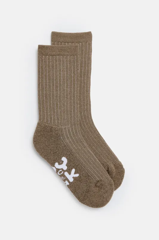 Sienna - Thick Cotton socks in Brown Marl sold by Lucy & Yak