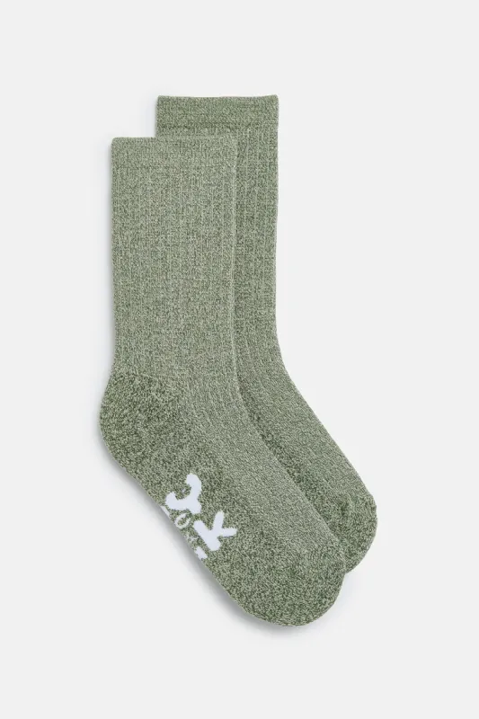 Sienna - Thick Cotton socks in Green Marl sold by Lucy & Yak