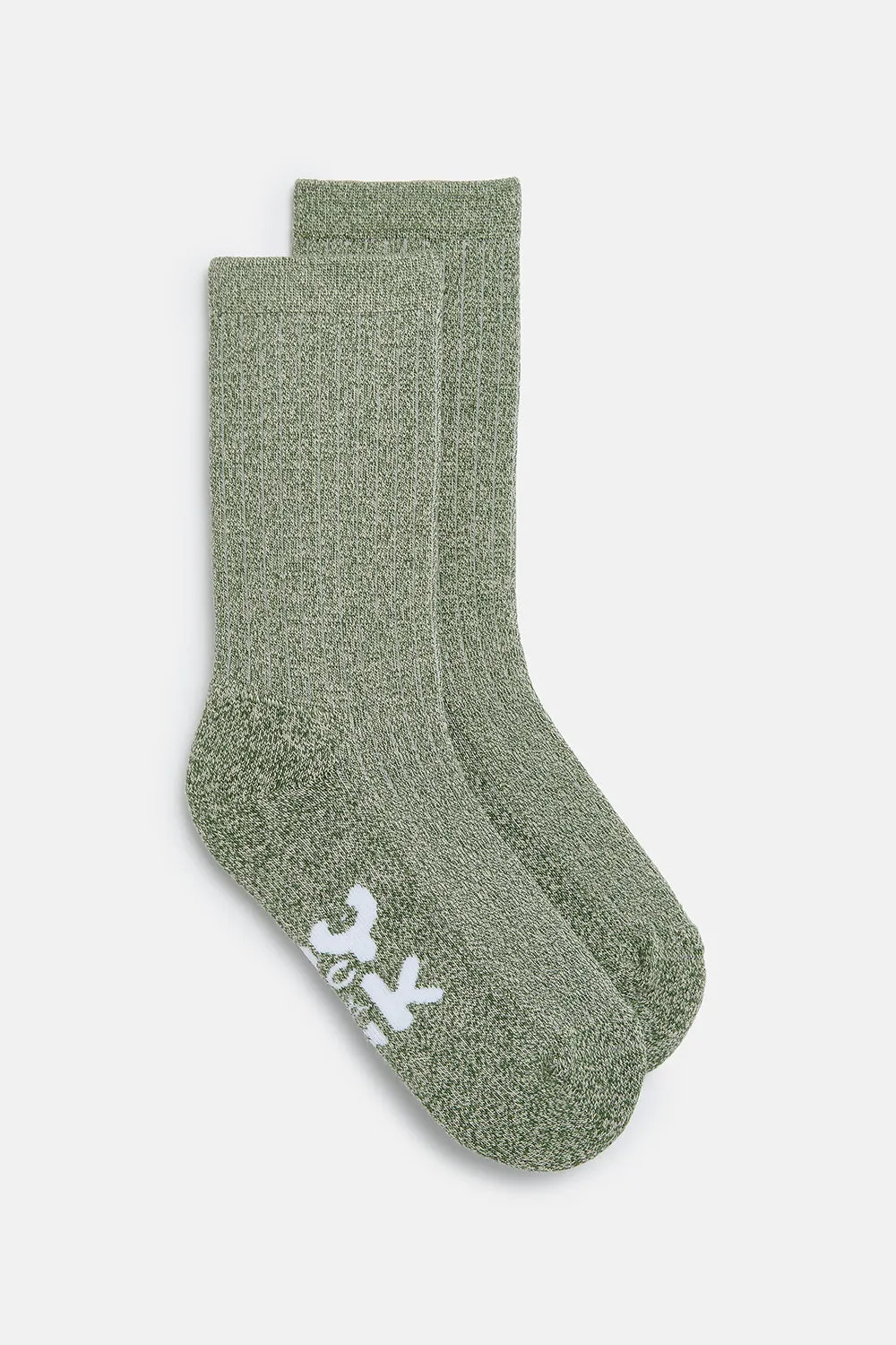 Sienna - Thick Cotton socks in Green Marl sold by Lucy & Yak
