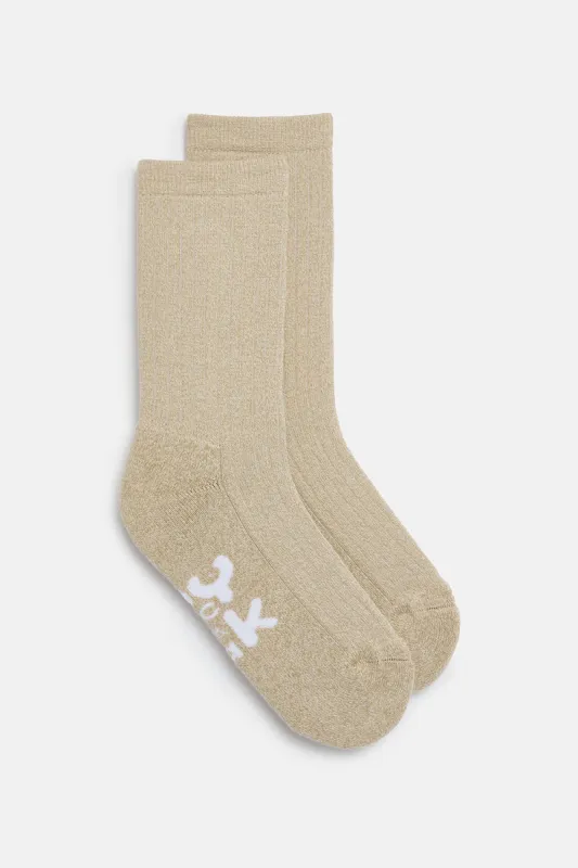 Sienna - Thick Cotton Socks in Ecru Marl sold by Lucy & Yak