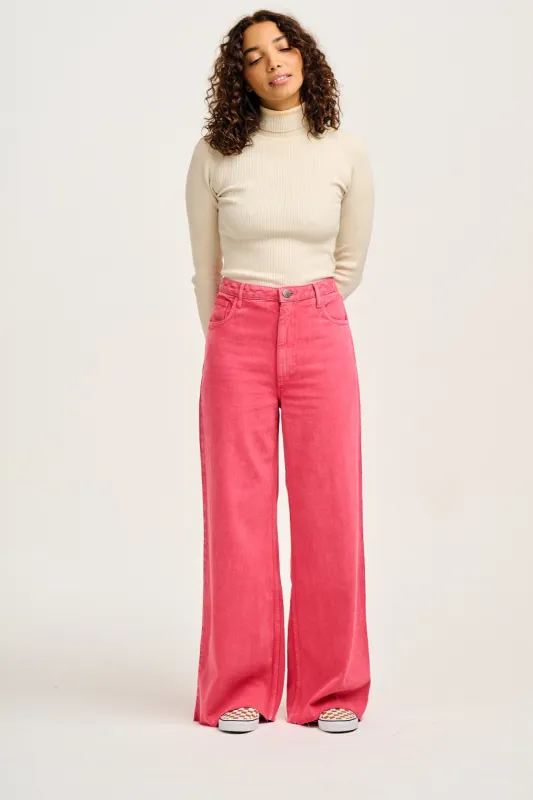 Carter - High Waisted Denim Jeans in Pink Wash sold by Lucy & Yak