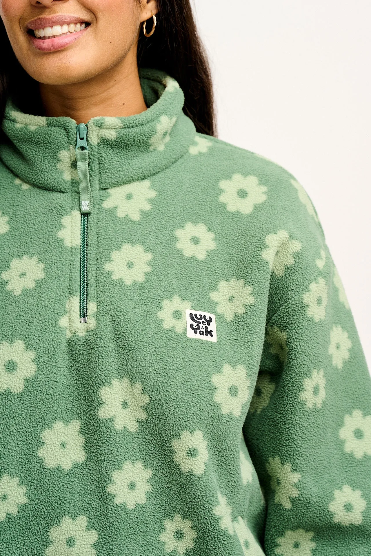 Stevie - Soft Polar Fleece in Green Delano Floral Print sold by Lucy & Yak product image thumbnail 3