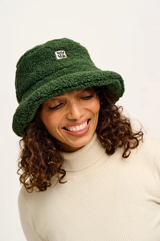 Travis - Borg Fleece Bucket Hat in Pine Green sold by Lucy & Yak