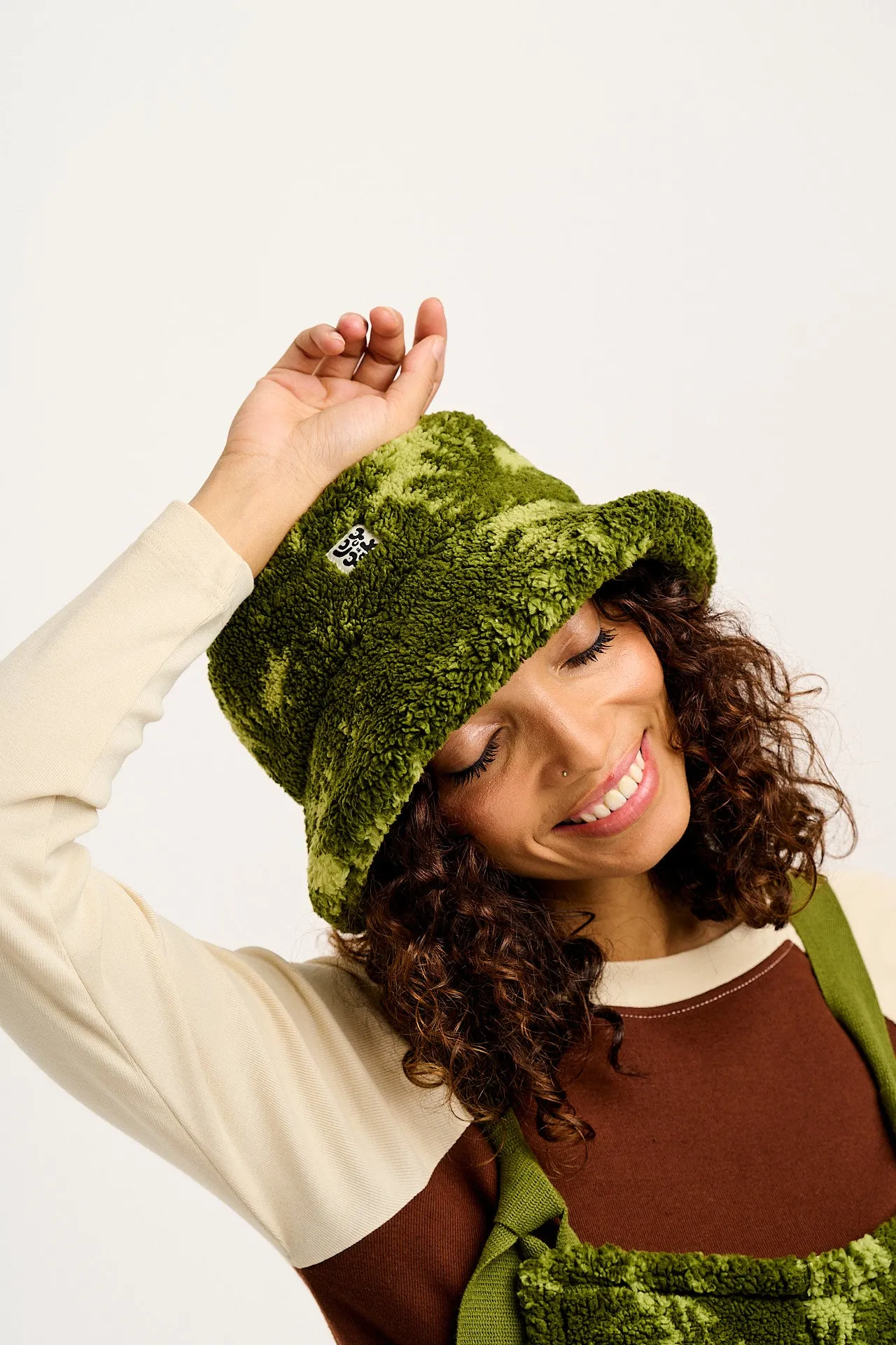 Travis - Borg Fleece Bucket Hat in Green Sequoia Print sold by Lucy & Yak product image thumbnail 3
