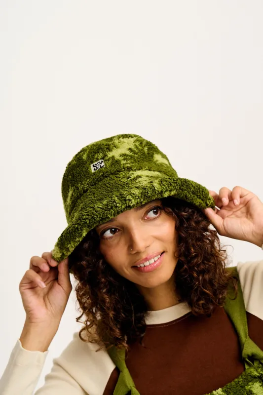 Travis - Borg Fleece Bucket Hat in Green Sequoia Print sold by Lucy & Yak