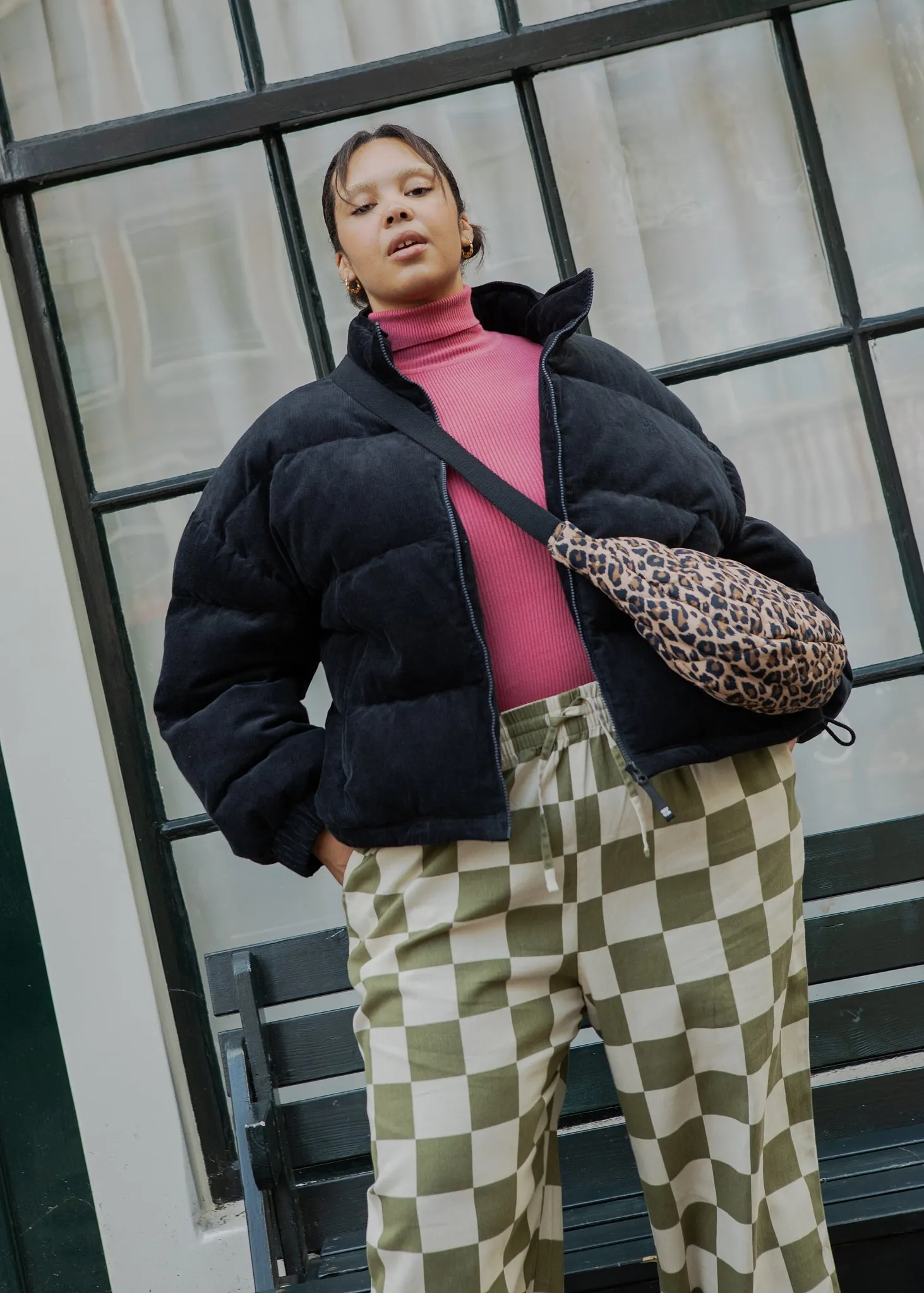 Paloma - Corduroy Puffer Jacket in Black sold by Lucy & Yak product image thumbnail 2