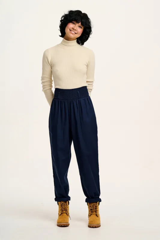 Alexa - Cotton Trousers in Varsity Blue sold by Lucy & Yak