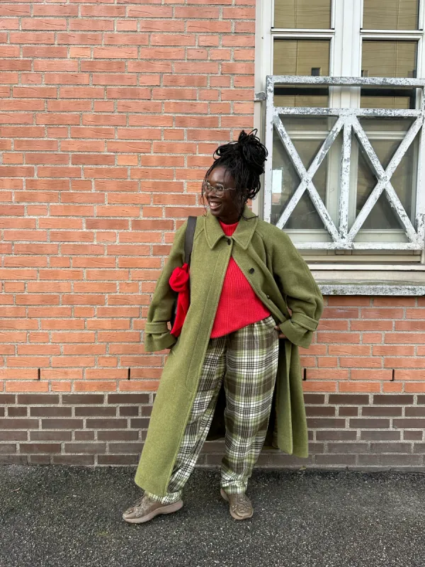 Alexa - Brushed Cotton Trousers in Green Forest Tartan sold by Lucy & Yak