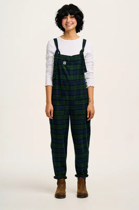 Original - Brushed Cotton Dungarees in Blue & Green Wilderness Tartan sold by Lucy & Yak