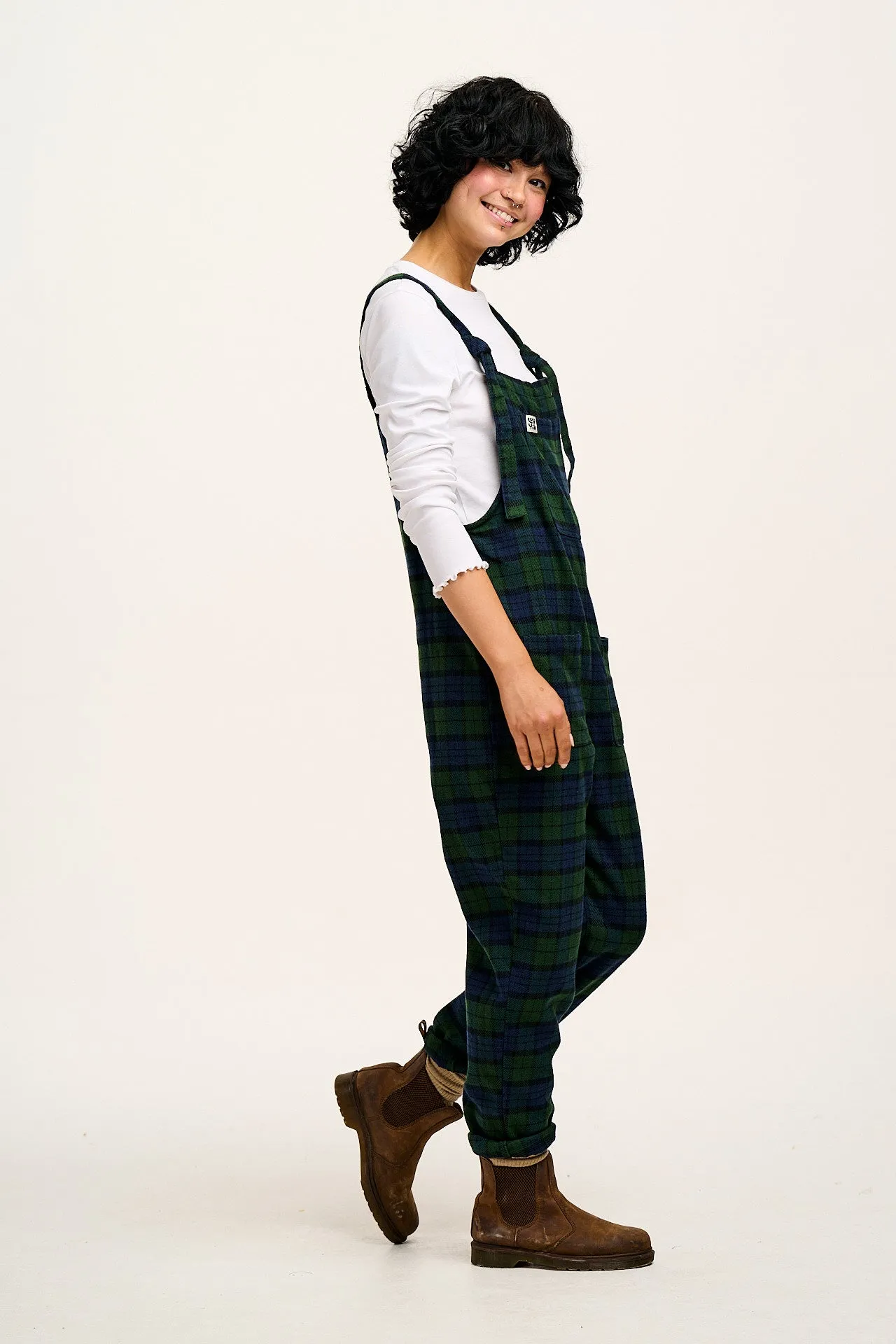 Original - Brushed Cotton Dungarees in Blue & Green Wilderness Tartan sold by Lucy & Yak product image thumbnail 3