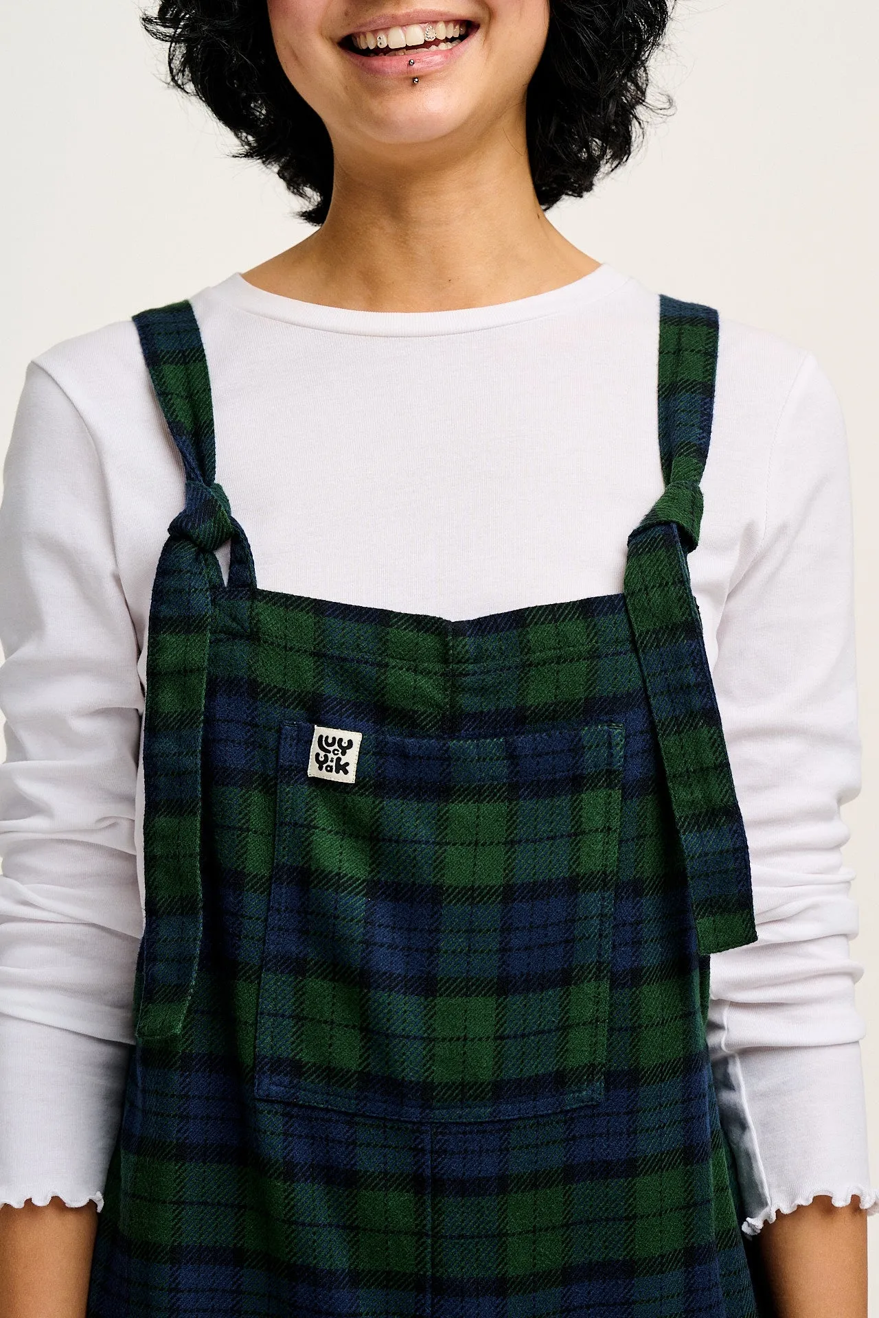 Original - Brushed Cotton Dungarees in Blue & Green Wilderness Tartan sold by Lucy & Yak product image thumbnail 2