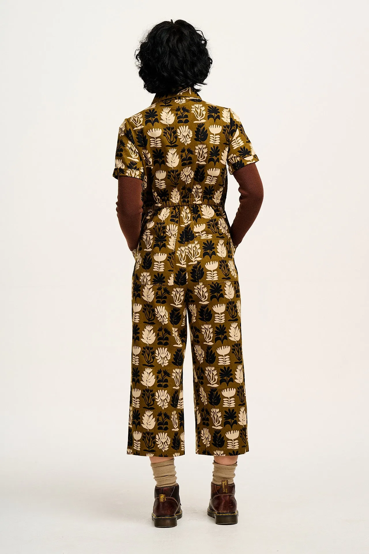 Ragan - Cotton Jumpsuit in Green Zela Print sold by Lucy & Yak product image thumbnail 4