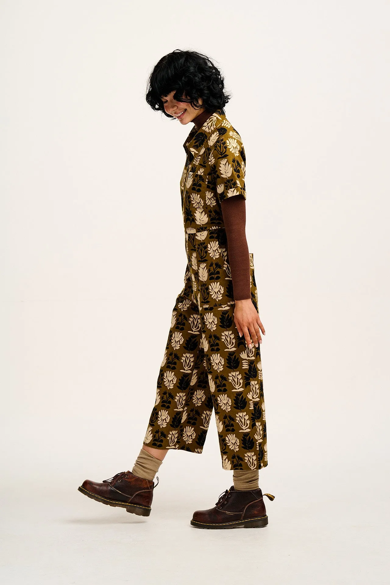 Ragan - Cotton Jumpsuit in Green Zela Print sold by Lucy & Yak product image thumbnail 3