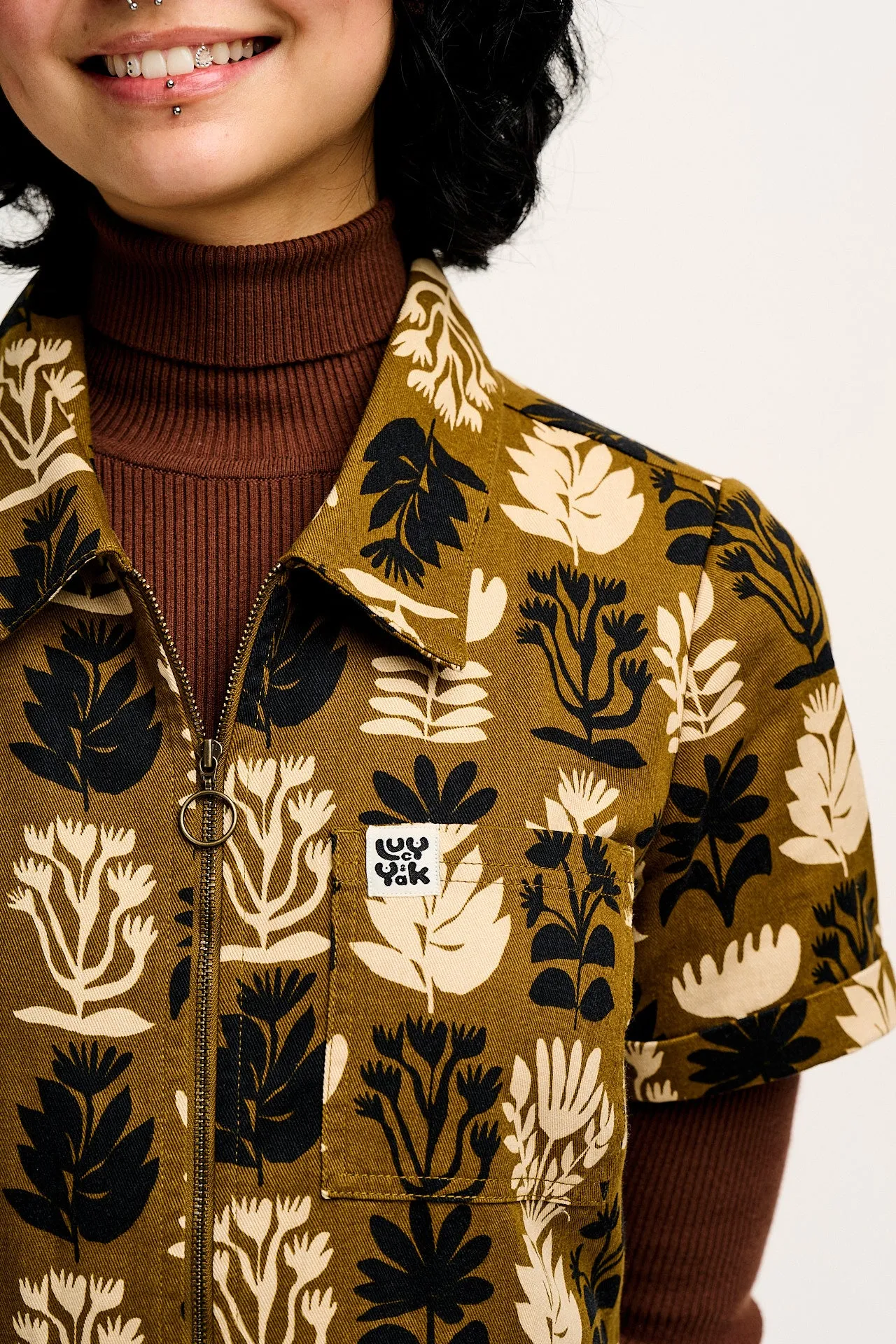 Ragan - Cotton Jumpsuit in Green Zela Print sold by Lucy & Yak product image thumbnail 2