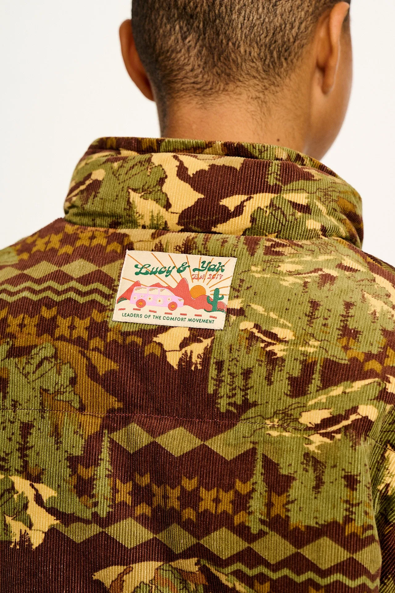 Paloma - Corduroy Puffer Jacket in Green & Brown Nevis Print sold by Lucy & Yak product image thumbnail 4