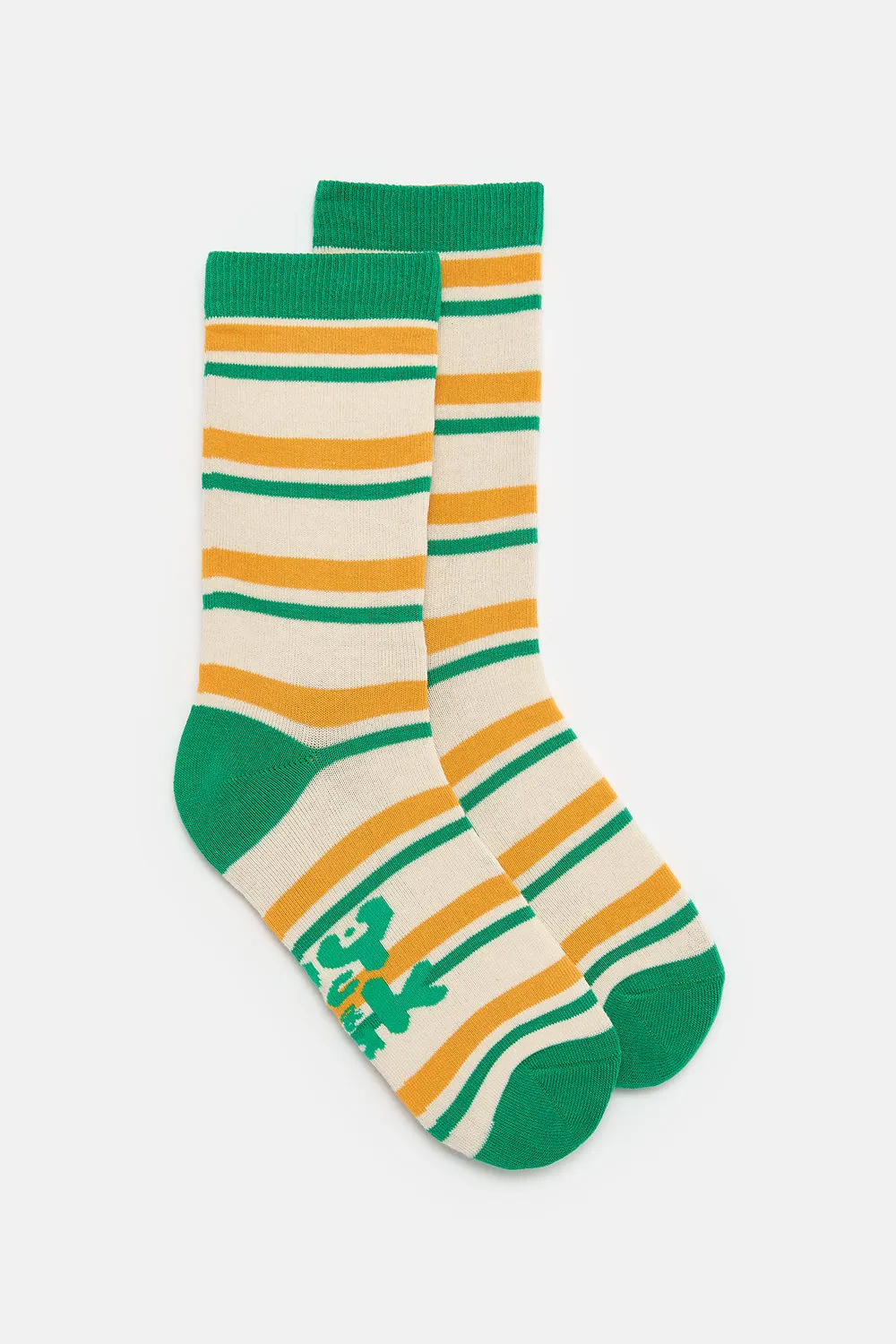 JoJo - Cotton Socks in Green & Yellow Stripe sold by Lucy & Yak