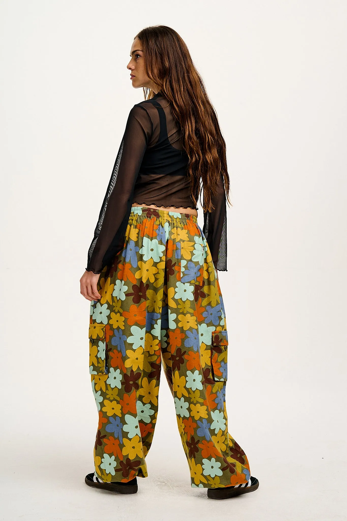 Rumi - Cargo Brushed Cotton Trousers in Bubble Floral Print sold by Lucy & Yak product image thumbnail 5