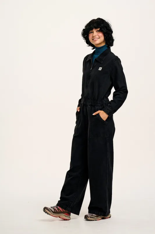 Corey - Cotton & Hemp Boilersuit in Black sold by Lucy & Yak