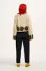 Robyn - V-Neck Knitted Cardigan in Ecru Floral Hem Print sold by Lucy & Yak