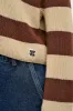 Robyn - V-Neck Knitted Cardigan in Oak Brown & Ecru Stripe sold by Lucy & Yak