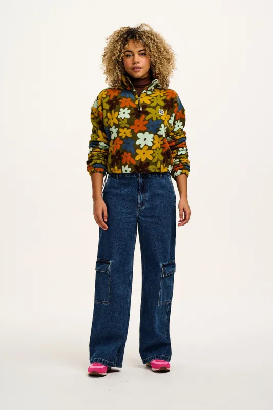 Blake - Cropped Polar Fleece in Bubble Floral Print sold by Lucy & Yak