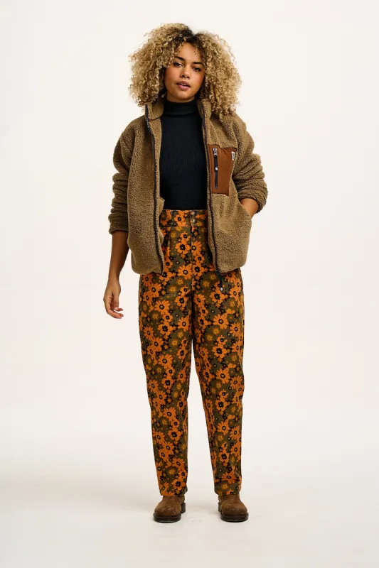 Addison - Cotton Jeans in Orange Fleurs Print sold by Lucy & Yak