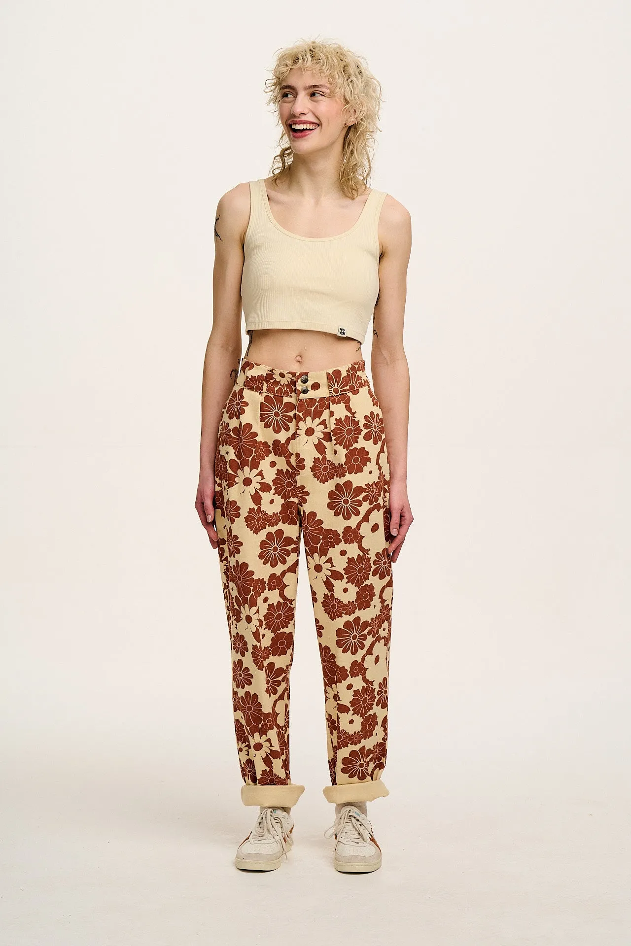 Addison - Cotton Jeans in Cream & Orange Goldie Floral Print sold by Lucy & Yak product image thumbnail 4
