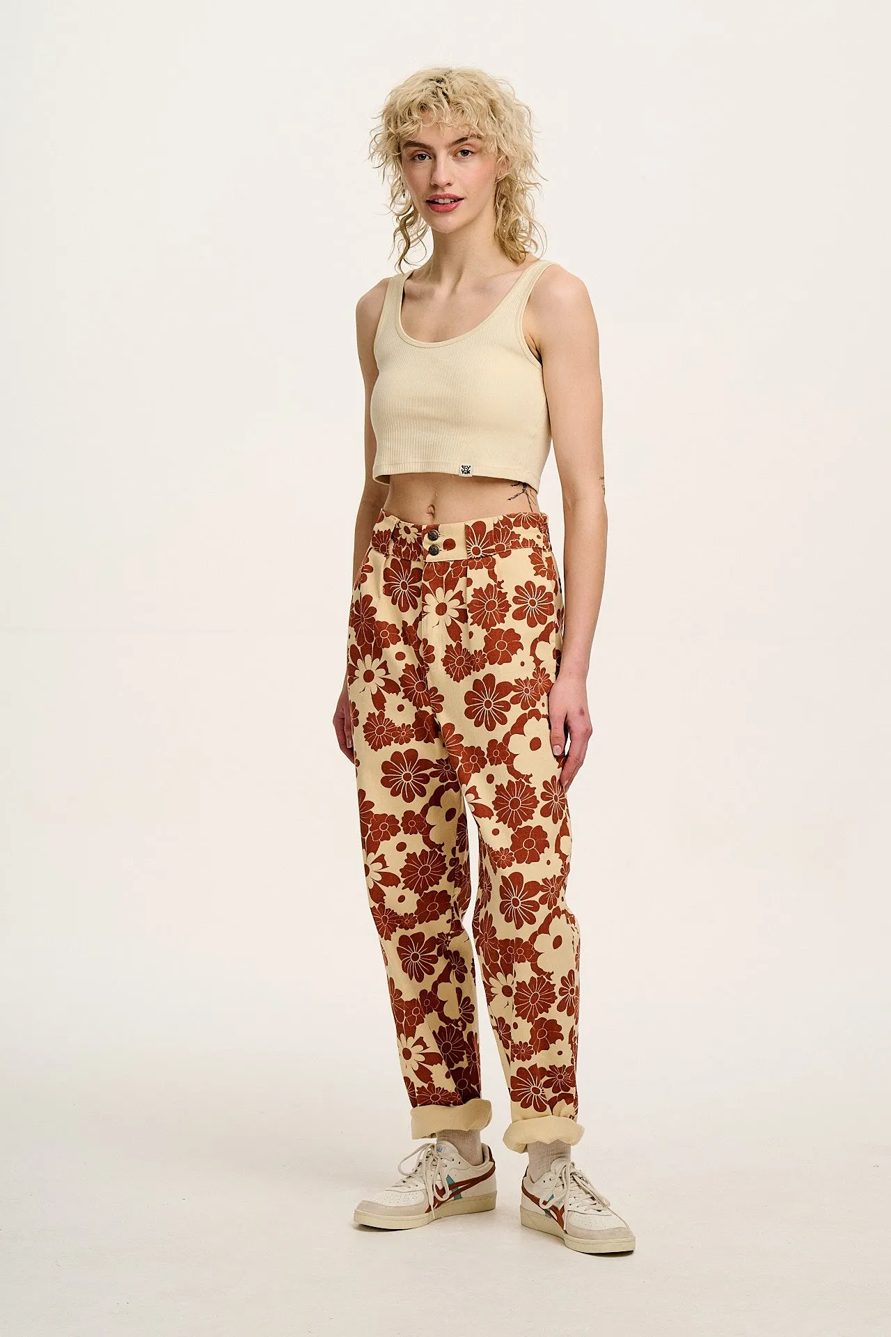 Addison - Cotton Jeans in Cream & Orange Goldie Floral Print sold by Lucy & Yak product image thumbnail 5