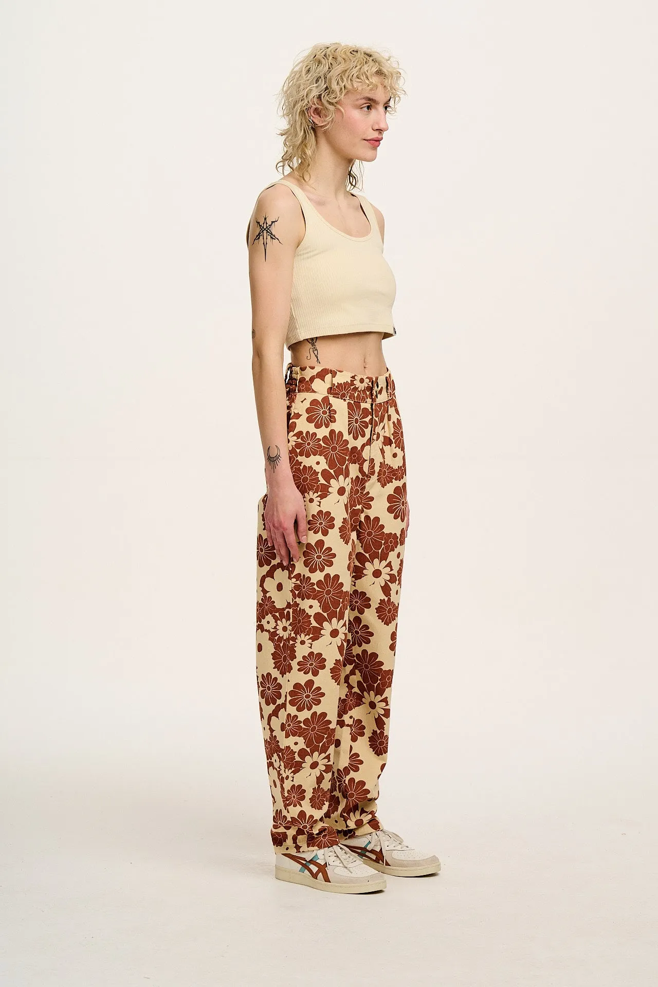 Addison - Cotton Jeans in Cream & Orange Goldie Floral Print sold by Lucy & Yak product image thumbnail 2