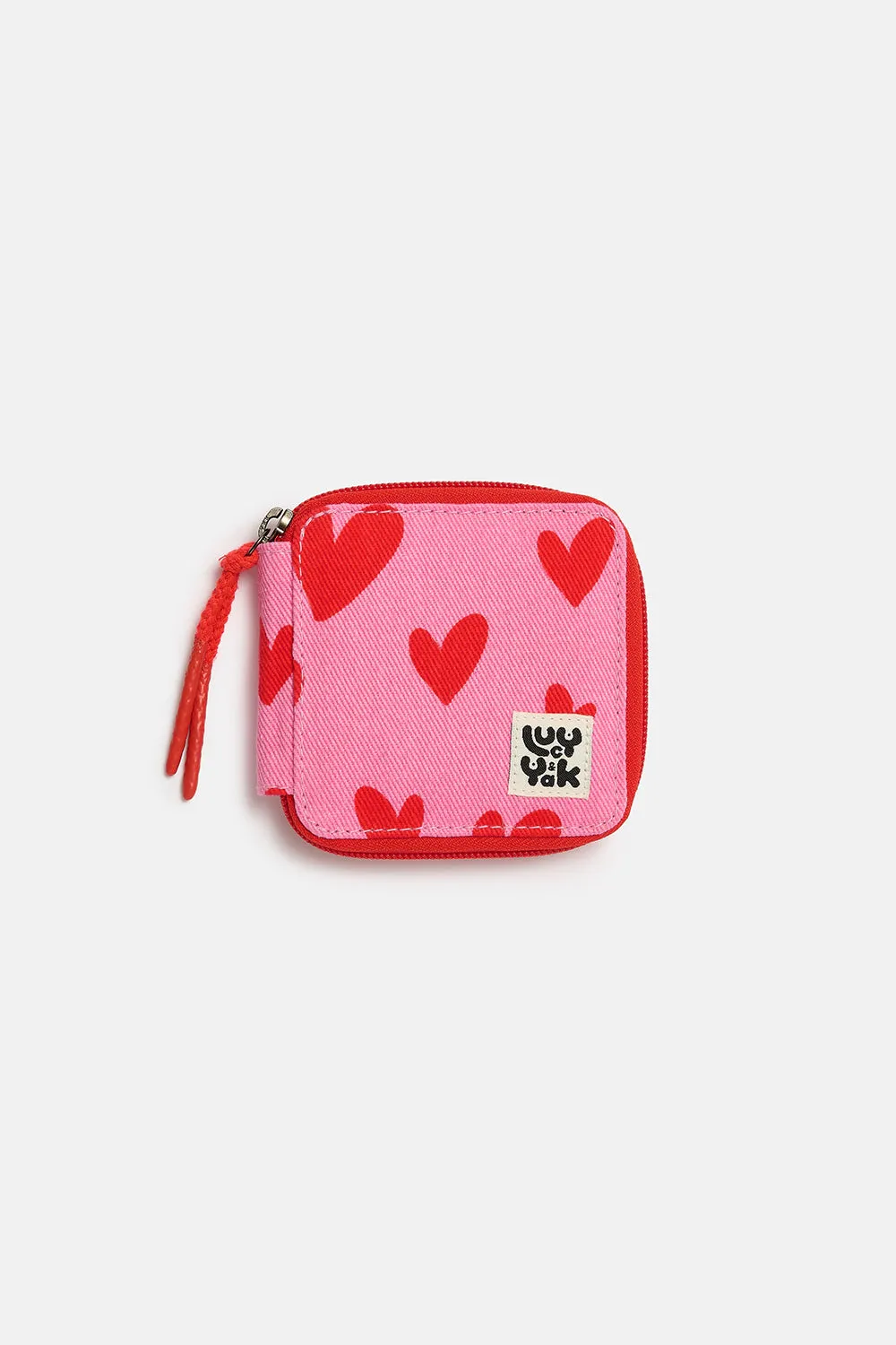 Eve - Cotton Purse in Pink Heart Cupid Print sold by Lucy & Yak