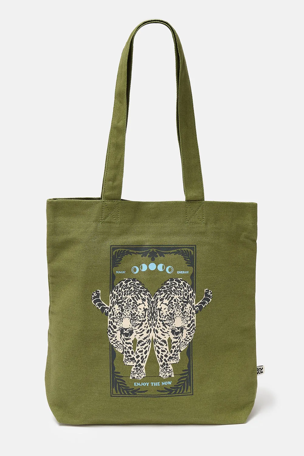 Felix - Cotton Tote Bag in Green with Enjoy The Now Print sold by Lucy & Yak