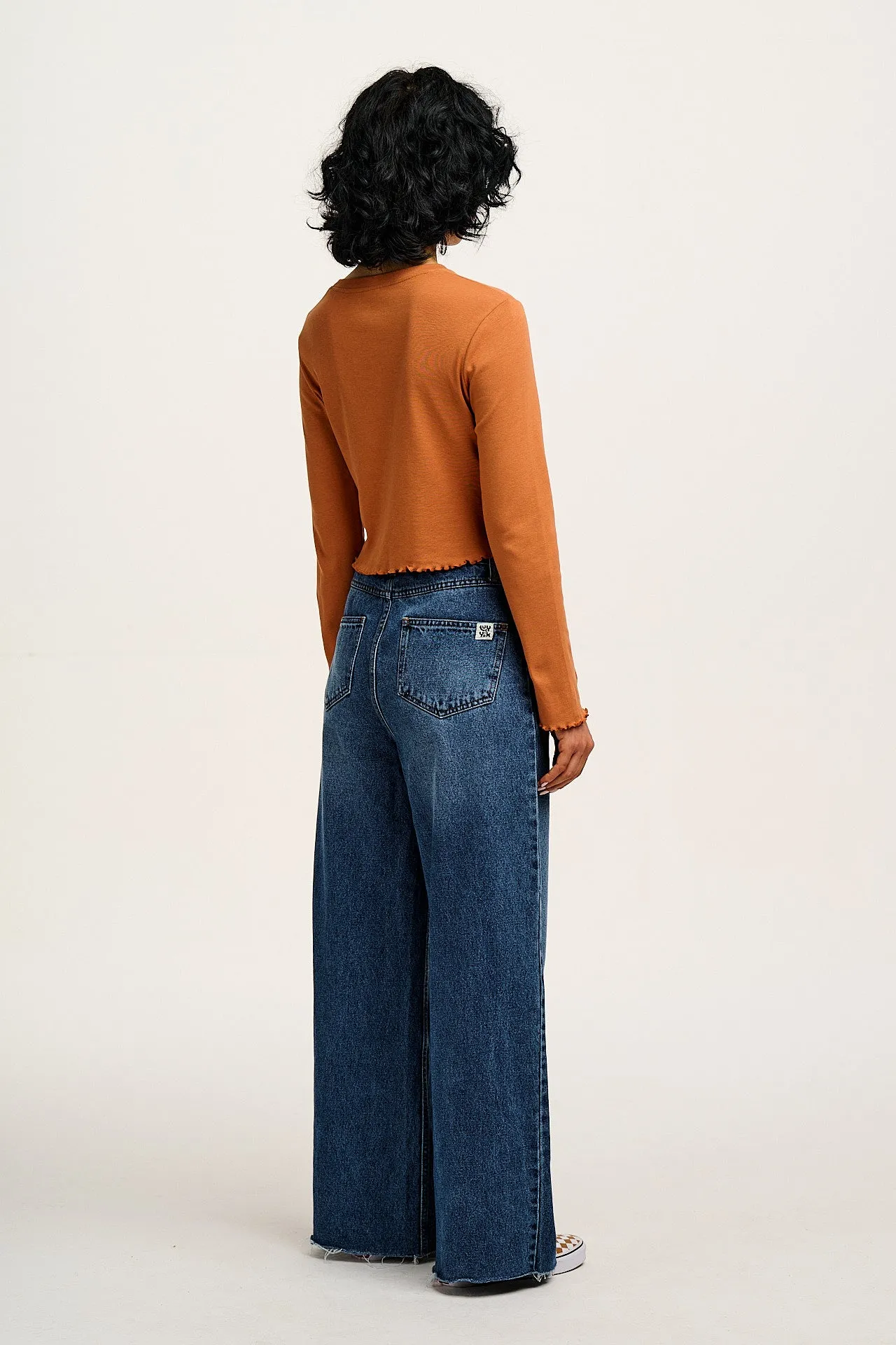 Hansel - Long Sleeve Cotton Crop Top in Amber Orange sold by Lucy & Yak product image thumbnail 5