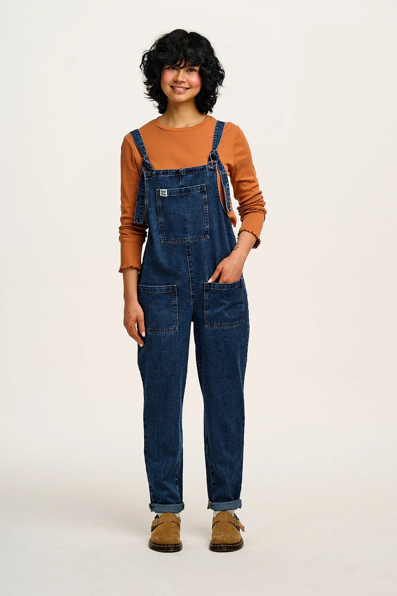 Hansel - Long Sleeve Cotton Crop Top in Amber Orange sold by Lucy & Yak product image thumbnail 3