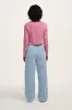 Hansel - Long Sleeve Cotton Crop Top in Dahlia Pink & Ecru Stripe sold by Lucy & Yak