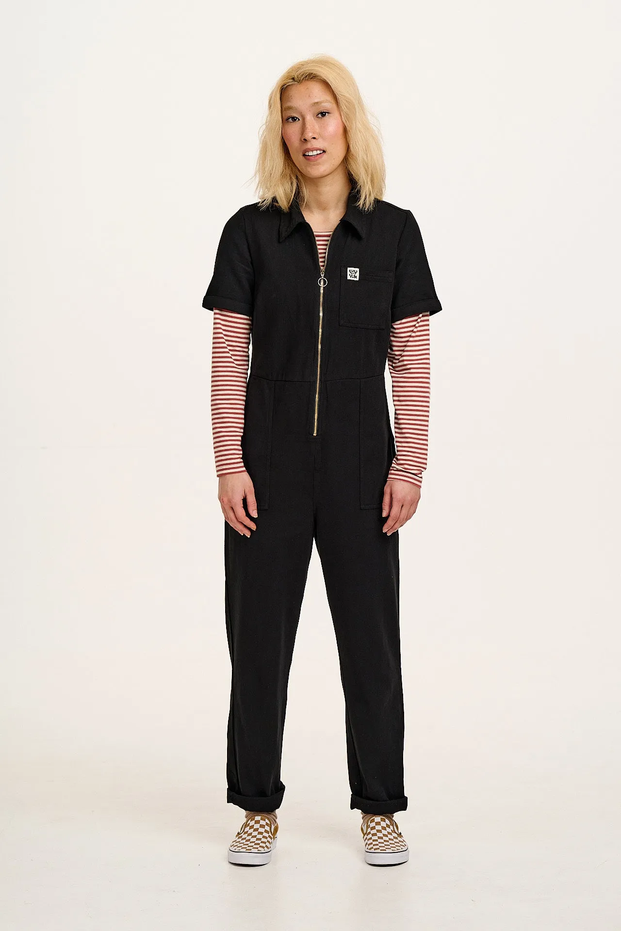 Rex - Short Sleeve Cotton Jumpsuit in Black sold by Lucy & Yak product image thumbnail 4
